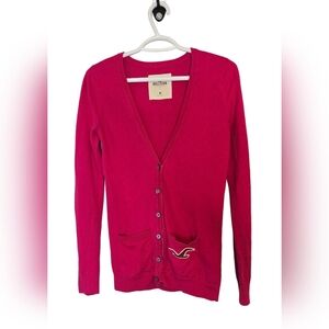 Hollister Pink Cardigan Sweater Y2K Spring Lightweight Layering Size M Girlie